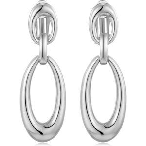 Silver E Clip Gold On Clip Earrings Women Non Piercing Dangle Fashion Jewelry